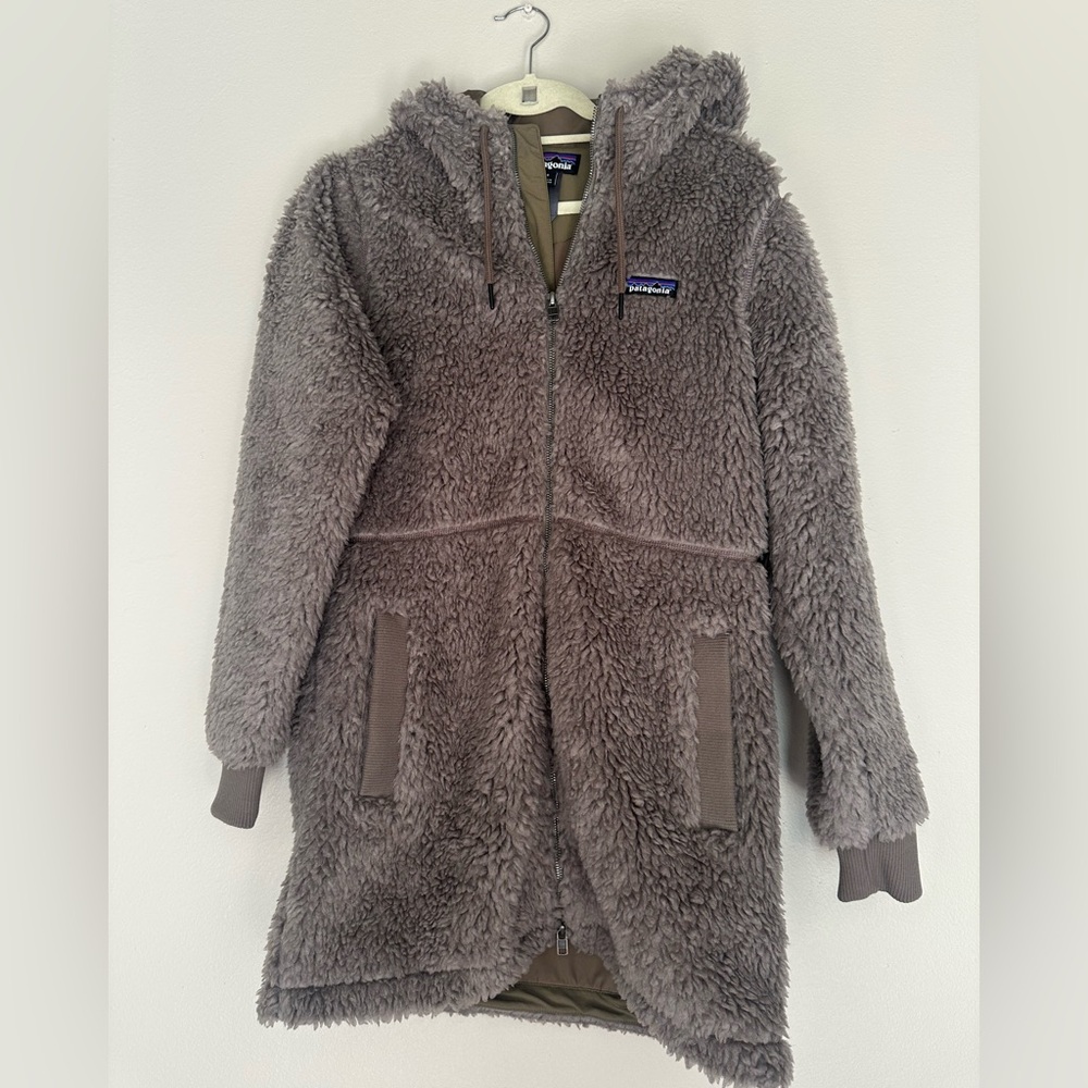 Gray/ Taupe Fleece Hooded Coat